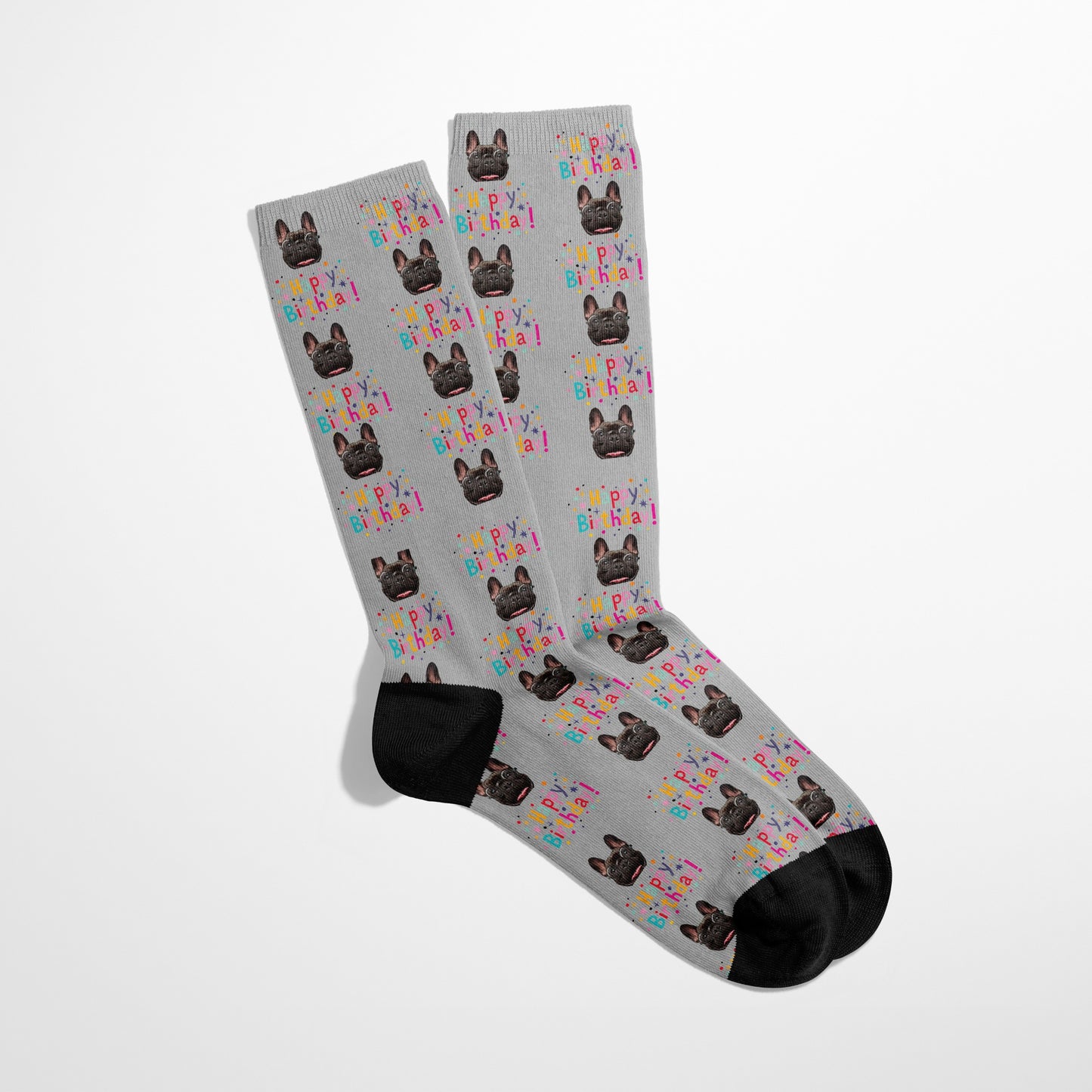 【送禮挑這個!】生日快樂客製襪 粉/ 灰