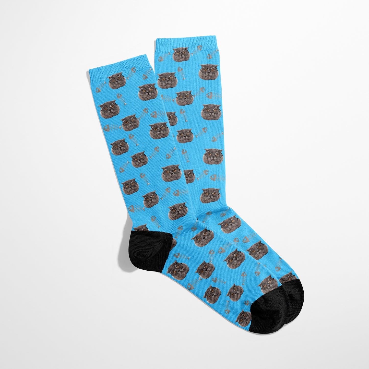 【6色可選】魚骨頭像客製襪