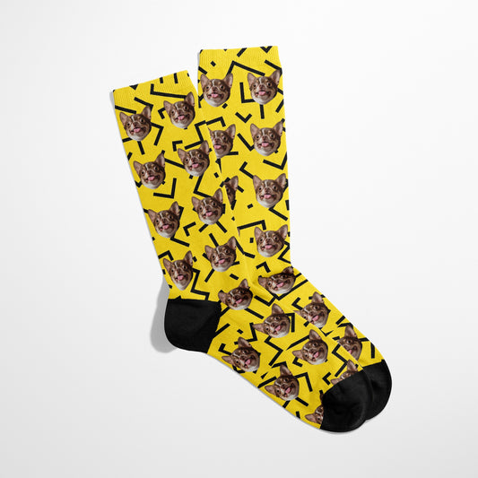 黃色潮潮頭像客製襪