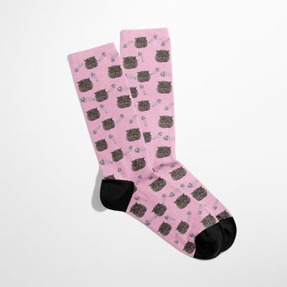 【6色可選】魚骨頭像客製襪