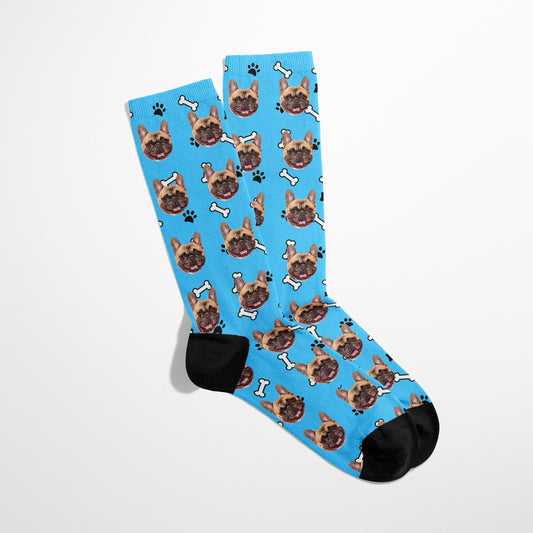 【6色可選】狗骨頭像客製襪